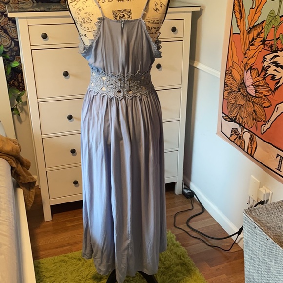 Lace Detail Baby blue Maxi Dress - Picture 4 of 5